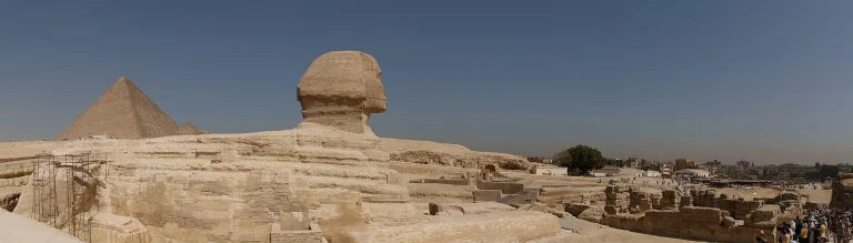Sphinx and pyramid landscape at Giza